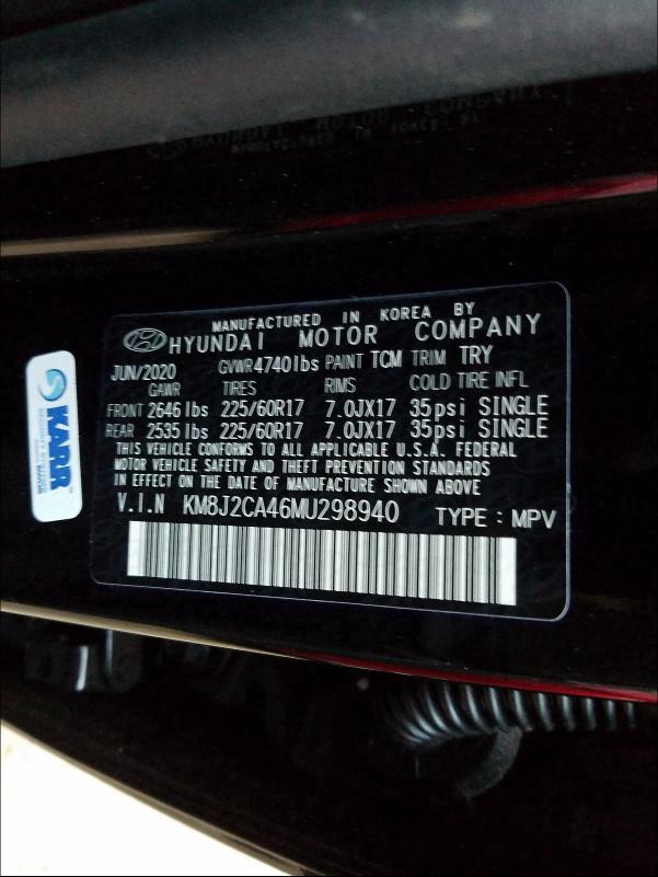 2021 HYUNDAI TUCSON SE KM8J2CA46MU298940