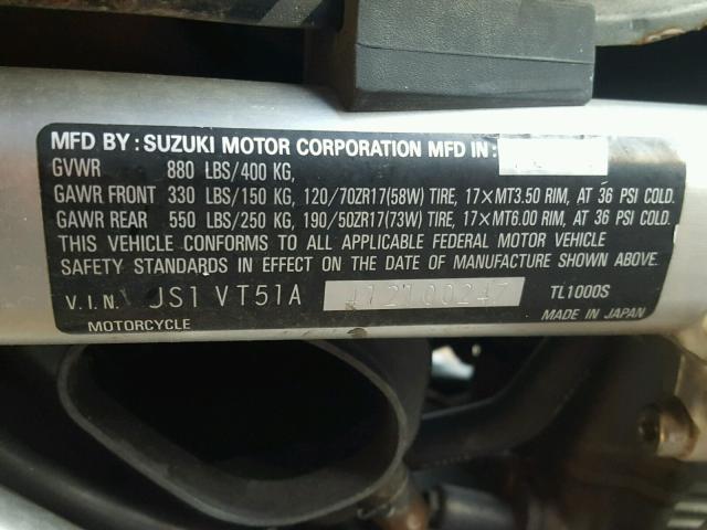 2001 SUZUKI TL1000 JS1VT51A412100247