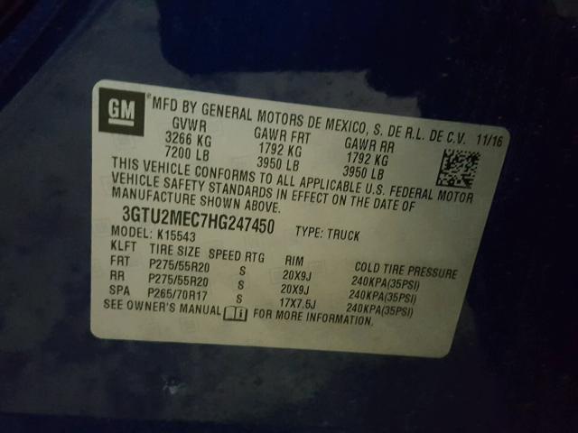 2017 GMC SIERRA K15 3GTU2MEC7HG247450