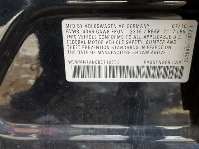 2011 VOLKSWAGEN CC SPORT WVWMN7AN8BE710758