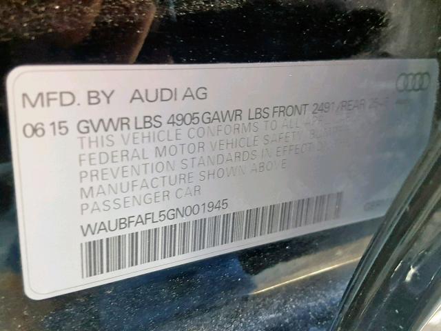 VIN WAUBFAFL5GN001945 2016 Audi A4, Premium no.10