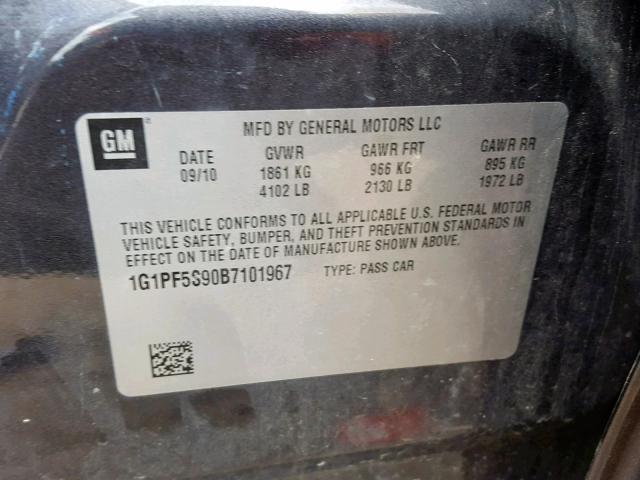 2011 CHEVROLET CRUZE LT 1G1PF5S90B7101967