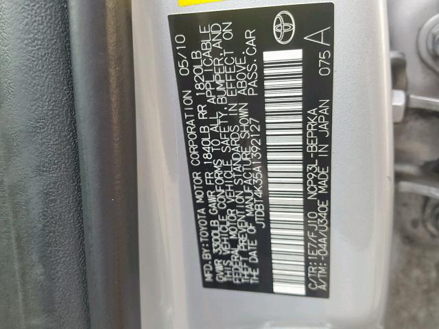 2010 TOYOTA YARIS JTDBT4K35A1392127