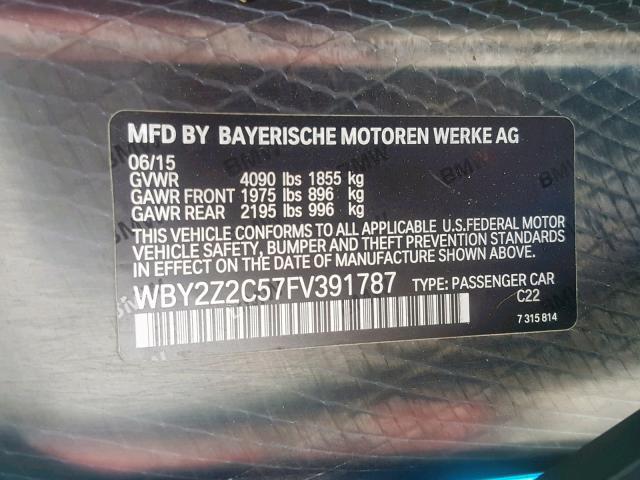 VIN WBY2Z2C57FV391787 2015 BMW I8 no.10