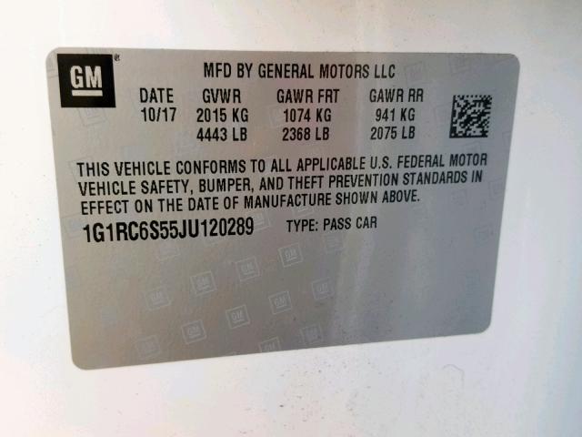 VIN 1G1RC6S55JU120289 2018 Chevrolet Volt, LT no.10