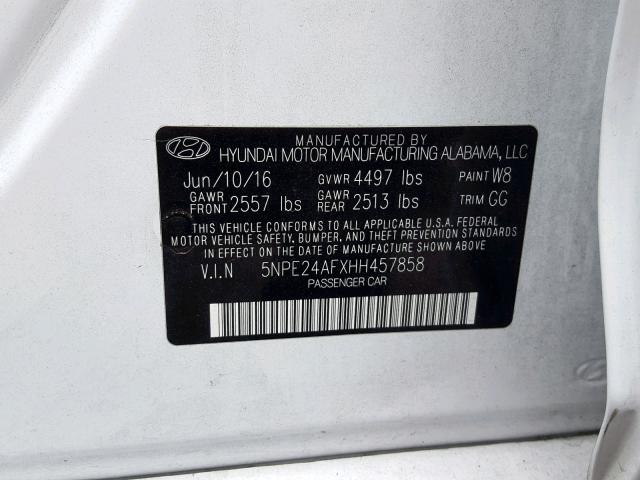 5NPE24AFXHH457858 | 2017 HYUNDAI SONATA SE