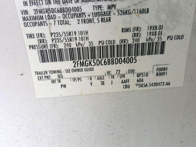 2011 FORD FLEX LIMIT 2FMGK5DC6BBD04005