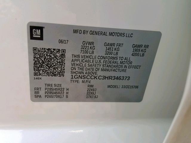 2017 CHEVROLET TAHOE C150 1GNSCCKC3HR346373