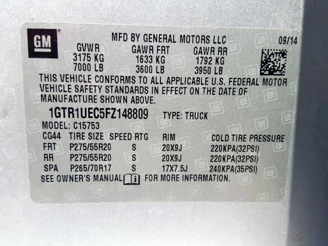 2015 GMC SIERRA C15 1GTR1UEC5FZ148809