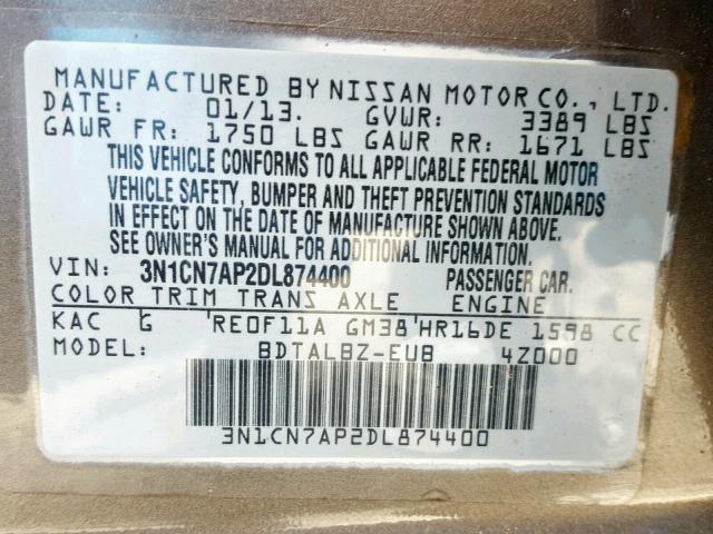 VIN 3FA6P0H73DR339256 2013 Ford Fusion, SE no.10