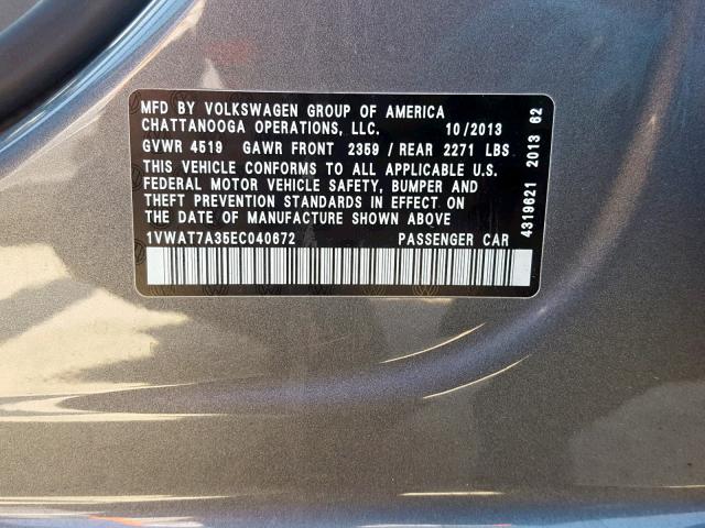 2014 VOLKSWAGEN PASSAT S - 1VWAT7A35EC040672