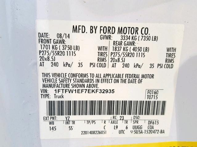 VIN 3FA6P0LU1KR205260 2019 Ford Fusion, Hybrid SE no.10