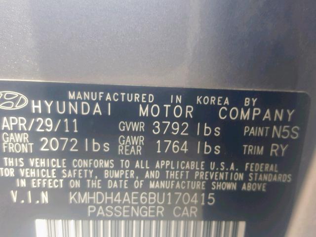 2011 HYUNDAI ELANTRA GL KMHDH4AE6BU170415
