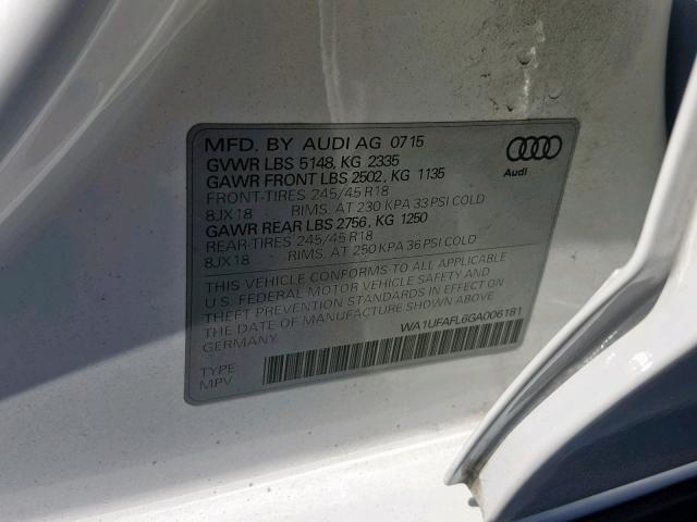 VIN WA1UFAFL6GA006181 2016 Audi A4, Premium Plus no.10