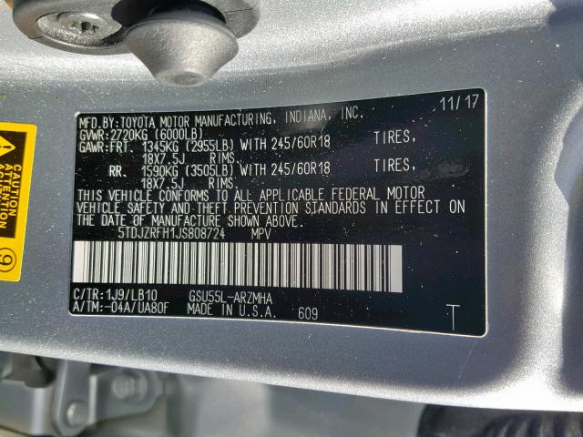 VIN 5TDHZRBH1MS544025 2021 Toyota Highlander, Xle no.10