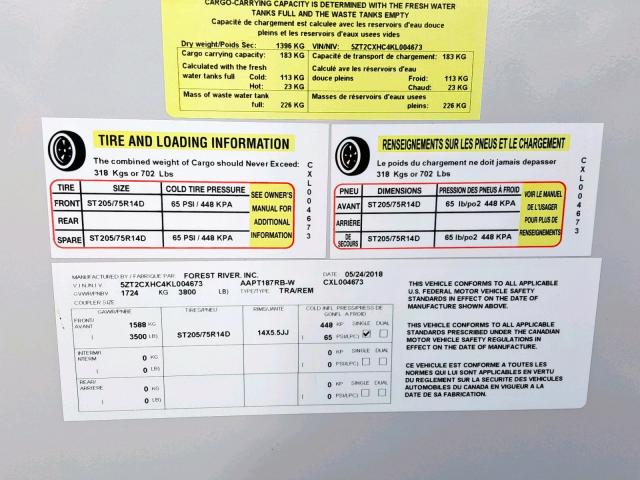 VIN 5ZT2CXHC4KL004673 2019 Other Trailer no.10