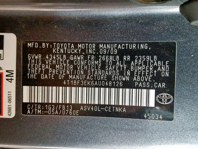 VIN 4T1BF1FK6GU191010 2016 Toyota Camry, SE no.10