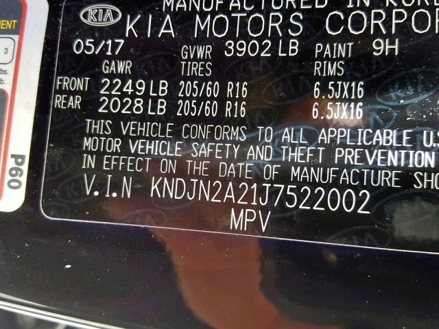 VIN 3KPFK4A74JE251734 2018 KIA Forte, LX no.10