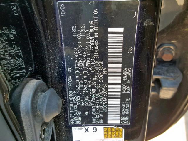 VIN 1C4RDJDG4MC837718 2006 TOYOTA HIGHLANDER no.10