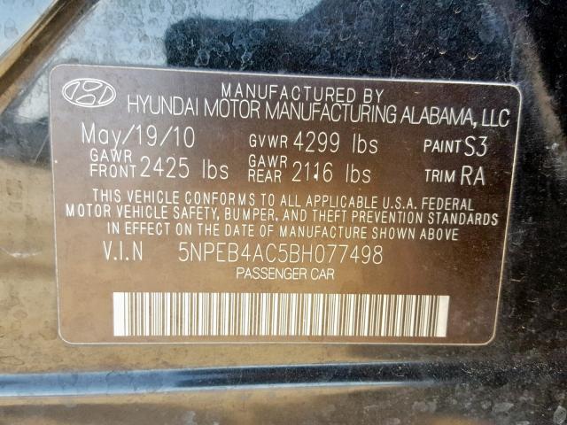 VIN 1C4RJFBG0FC640993 2011 HYUNDAI SONATA GLS no.10