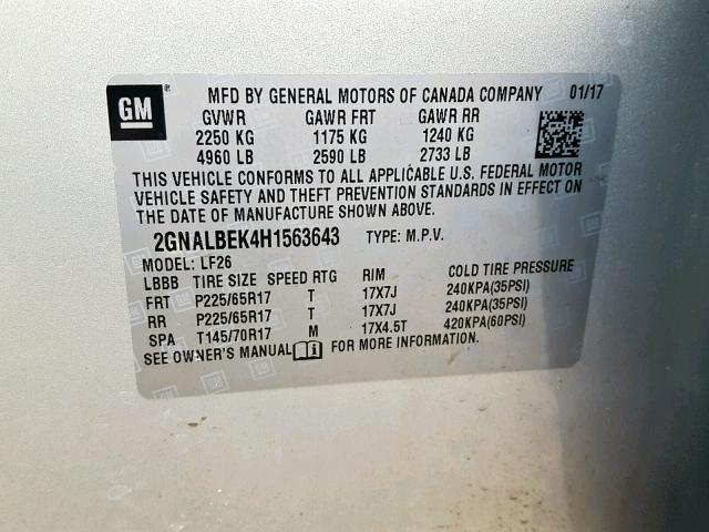 VIN 4T4BF1FKXGR540496 2016 Toyota Camry, LE no.10