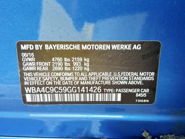 VIN ZN661YUS8HX253599 2016 BMW 428 XI no.10