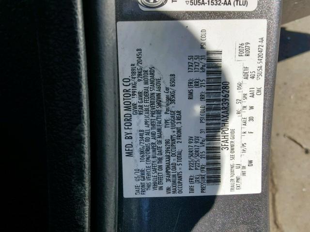 VIN JA4AD3A30LZ040673 2010 FORD FUSION SE no.10