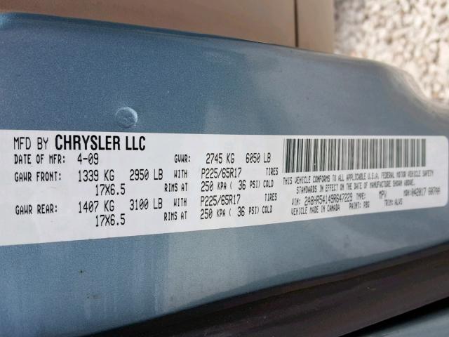 VIN 2C4RC1BG8NR125615 2009 CHRYSLER TOWN & COU no.10