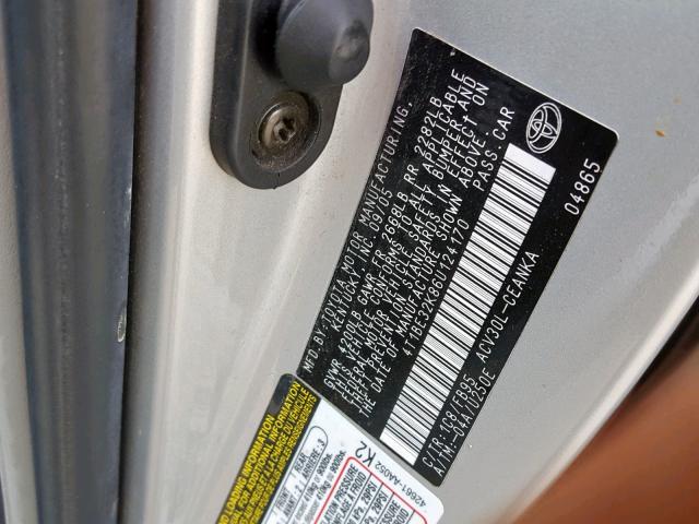 VIN 2HGFE2F58RH516806 2006 TOYOTA CAMRY LE no.10