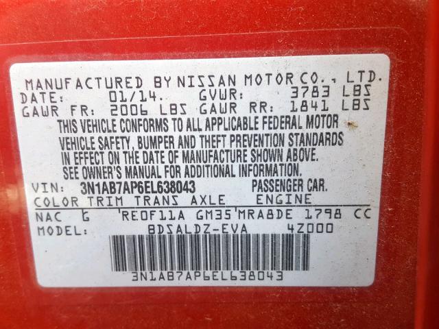 2014 NISSAN SENTRA S 3N1AB7AP6EL638043