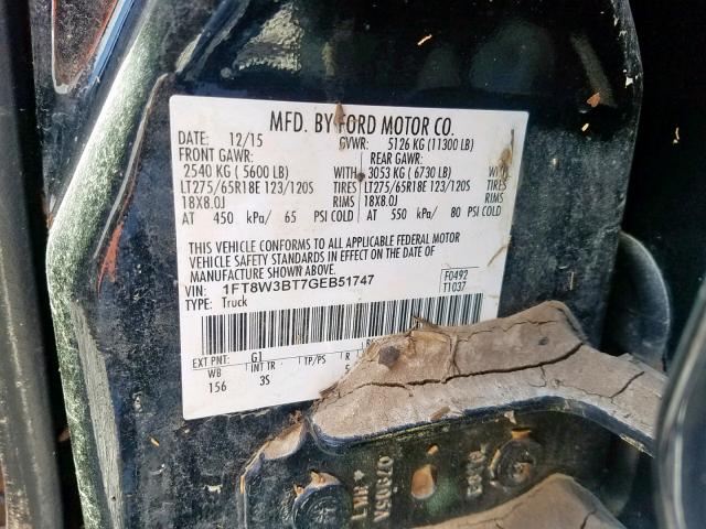 VIN 3MZBPABM5PM364283 2016 FORD F350 SUPER no.10