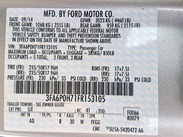 VIN 1HGCY1F22RA090569 2015 FORD FUSION SE no.10