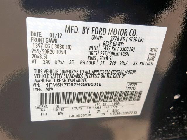 VIN 2HGFB2F59DH563201 2017 FORD EXPLORER X no.10