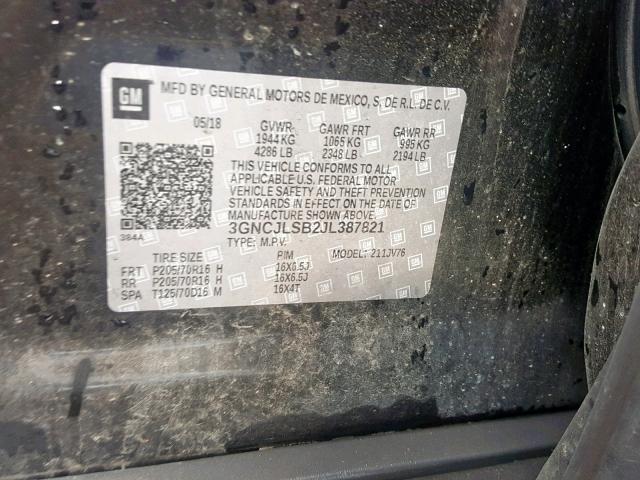 2018 CHEVROLET TRAX 1LT 3GNCJLSB2JL387821