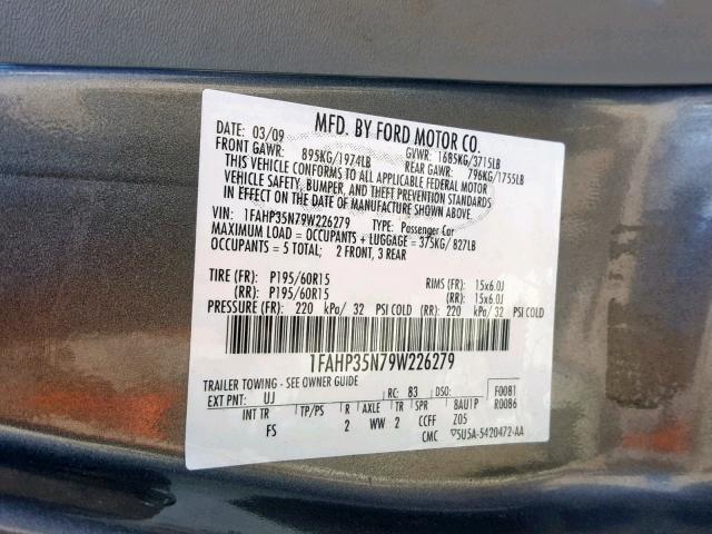 VIN 3KPC24A64LE099452 2009 FORD FOCUS SE no.10