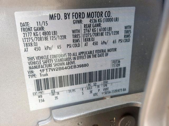 VIN 3VWD17AJ7GM364872 2016 FORD F250 SUPER no.10