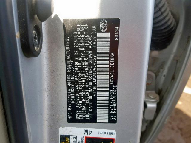 VIN 4T1B11HK3JU013879 2011 TOYOTA CAMRY BASE no.10