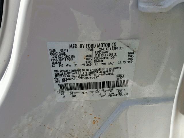 VIN 1N4AL3AP0EC421656 2013 FORD EDGE SEL no.10