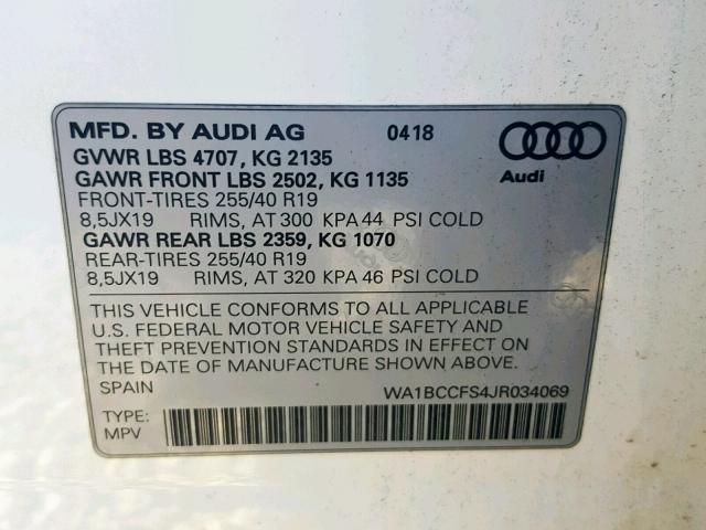 VIN ZAM57XSA0H1196510 2018 AUDI Q3 PREMIUM no.10