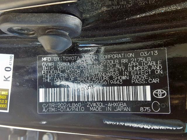 VIN 5TDXK3DC1DS297605 2013 Toyota Sienna, Se 8 Pass... no.10