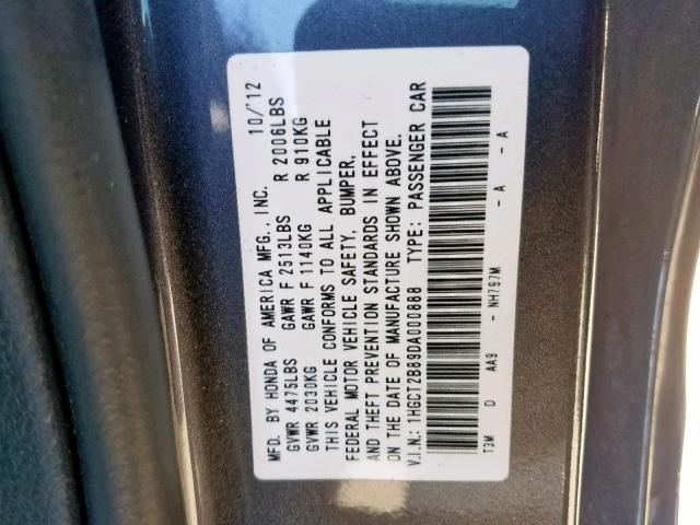 VIN 5XYP64HC7LG073514 2013 HONDA ACCORD EXL no.10