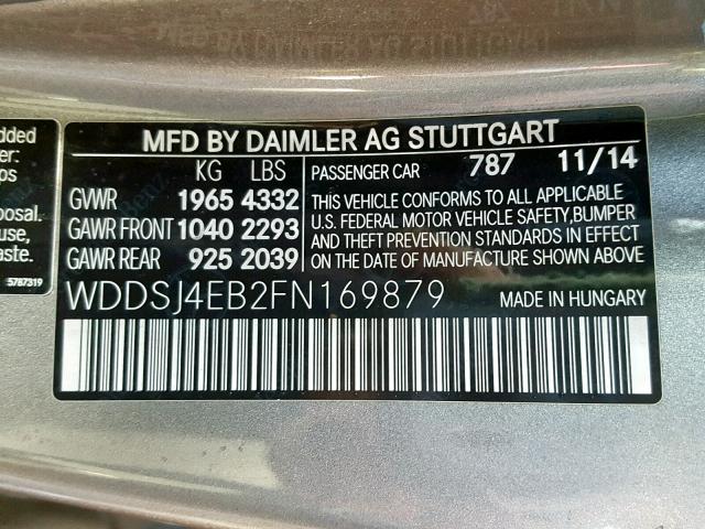 VIN 5NPDH4AE7DH370656 2015 MERCEDES-BENZ CLA 250 no.10