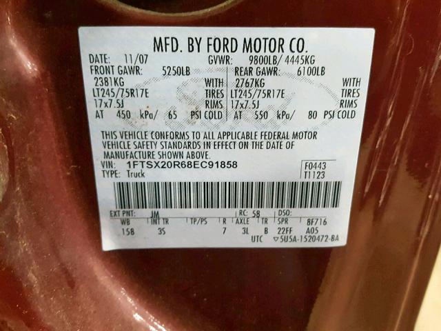 VIN 3MZBN1V33JM229738 2008 FORD F250 SUPER no.10