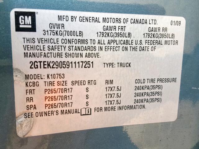 VIN 1FTEW1EP5JFD62775 2009 GMC SIERRA K15 no.10