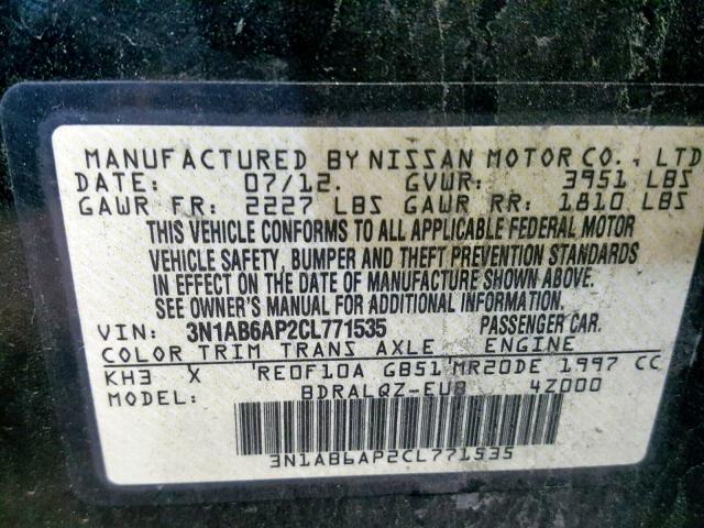 VIN 4T1F11AK2LU916667 2012 NISSAN SENTRA 2.0 no.10