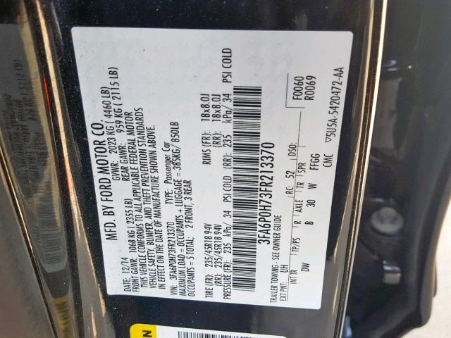 VIN 1G6DB5RK9R0100675 2015 FORD FUSION SE no.10