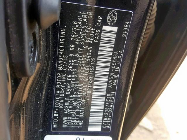 2015 TOYOTA CAMRY HYBR 4T1BD1FK8FU153105