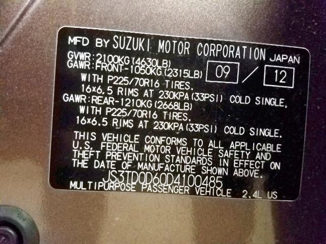 VIN JS3TD0D60D4100485 2013 Suzuki Grand Vitara, Pre... no.10