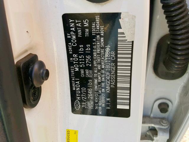 2011 HYUNDAI GENESIS 4. KMHGC4DF1BU118691