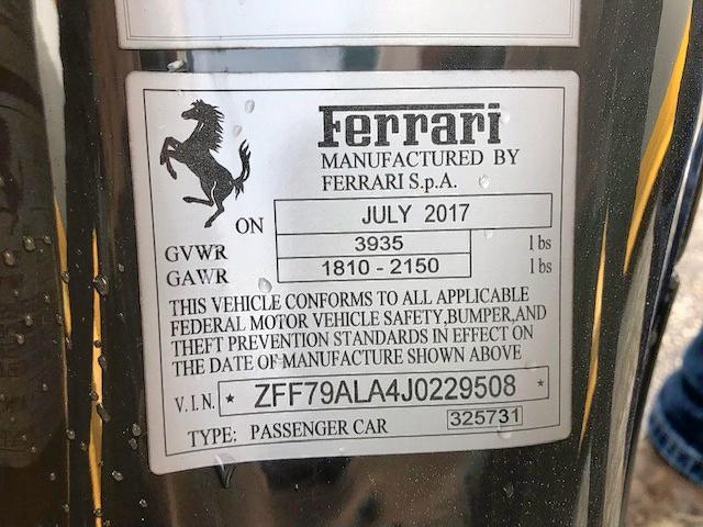 VIN ZFF79ALA4J0229508 2018 Ferrari 488 no.10